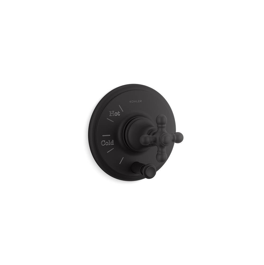 Kohler - Artifacts Rite-Temp valve trim with push-button diverter and cross handle - Matte Black
