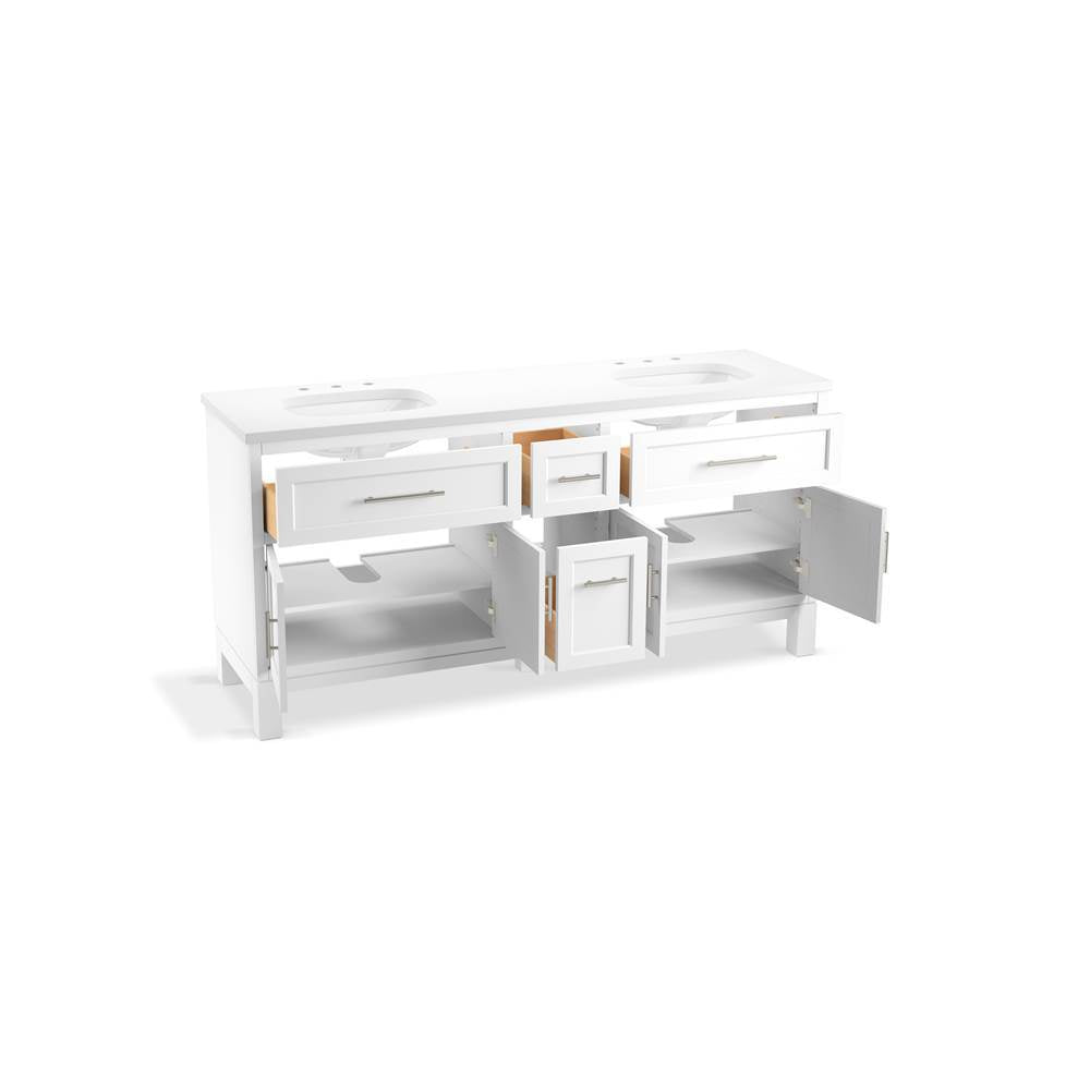 Quo 72'' bathroom vanity cabinet with sinks and quartz top