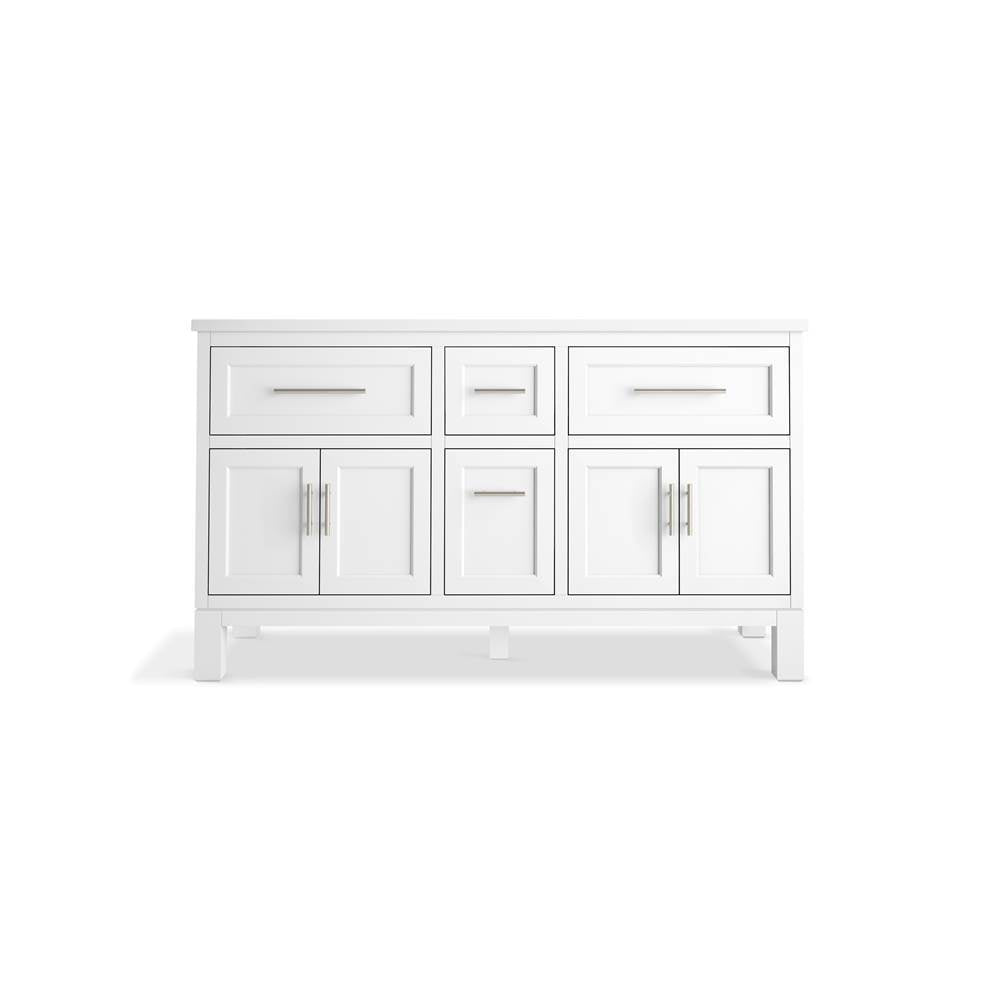 Quo 60'' bathroom vanity cabinet with sinks and quartz top