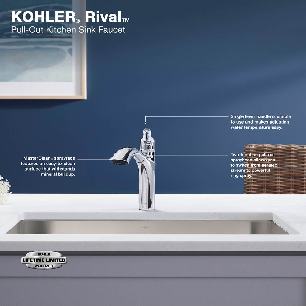 Rival Pull-out kitchen sink faucet with two-function sprayhead