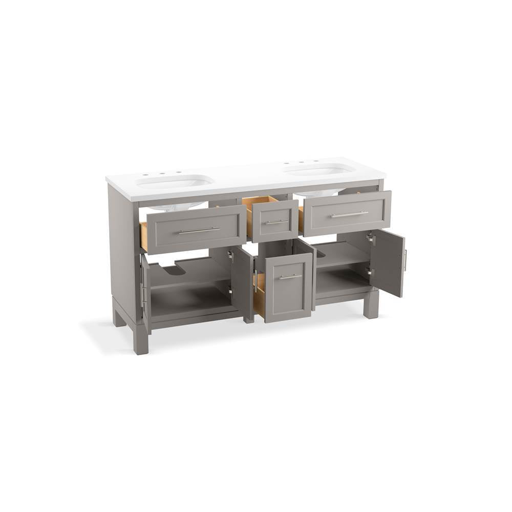 Quo 60'' bathroom vanity cabinet with sinks and quartz top