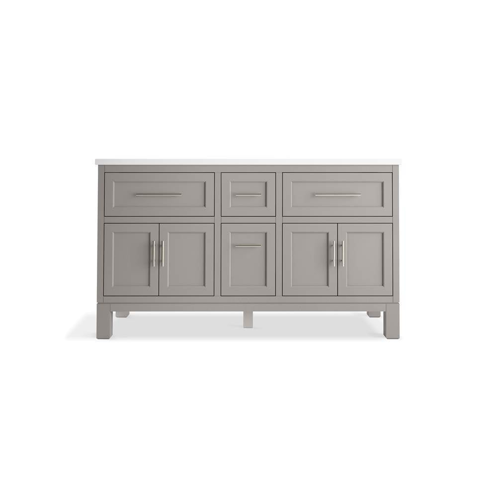Quo 60'' bathroom vanity cabinet with sinks and quartz top