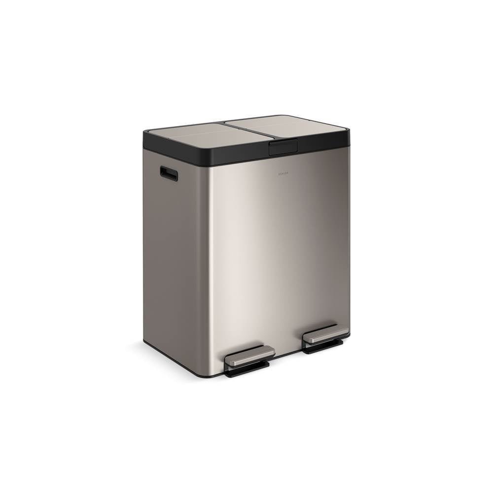 Kohler - 82-liter stainless steel dual-bin step trash can - Stainless Steel