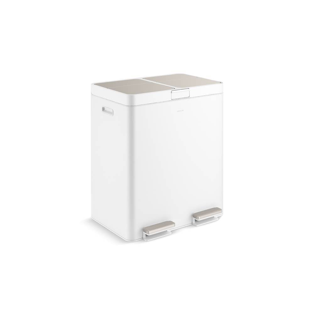 Kohler - 82-liter stainless steel dual-bin step trash can - Stainless Steel White