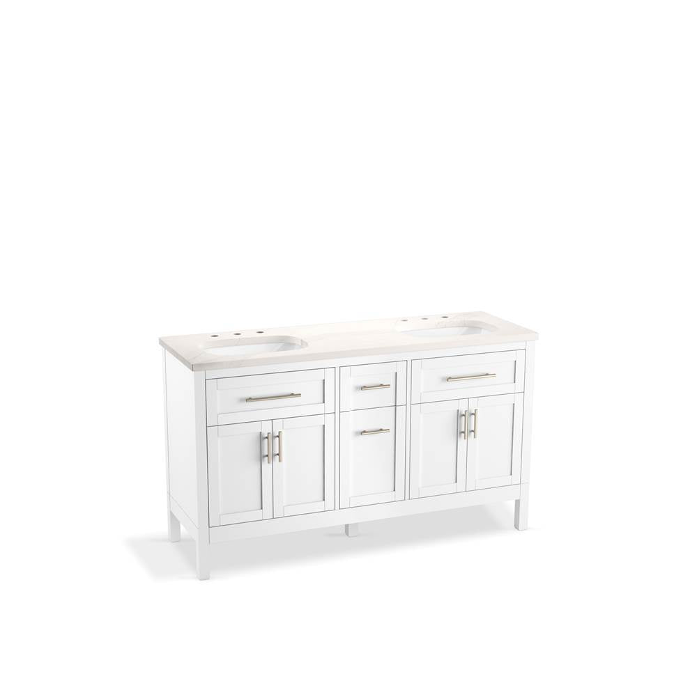 Kohler - HadronE 60'' bathroom vanity cabinet with sinks and quartz top - White