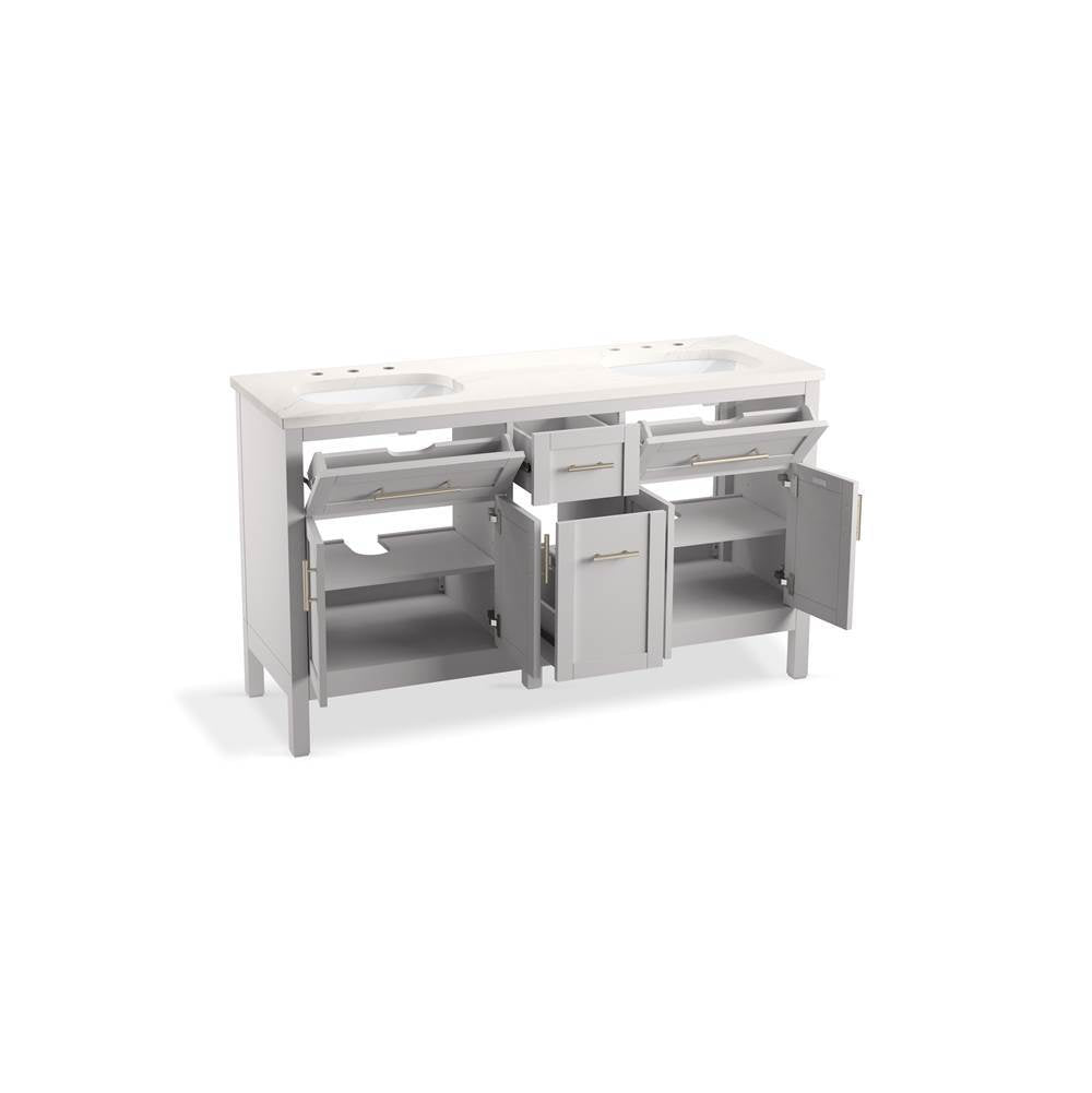 HadronE 60'' bathroom vanity cabinet with sinks and quartz top