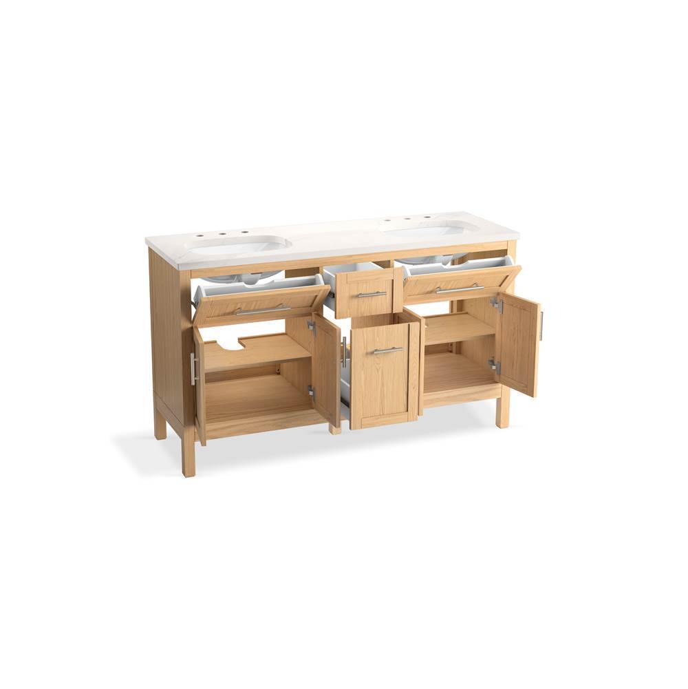 HadronE 60'' bathroom vanity cabinet with sinks and quartz top