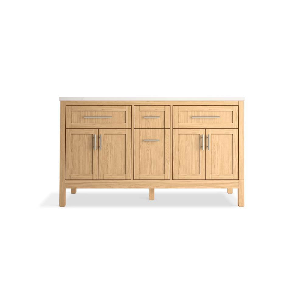 HadronE 60'' bathroom vanity cabinet with sinks and quartz top