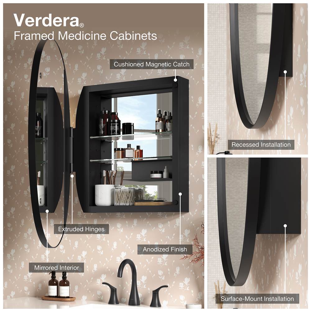 Verdera 24'' x 34'' oval framed medicine cabinet