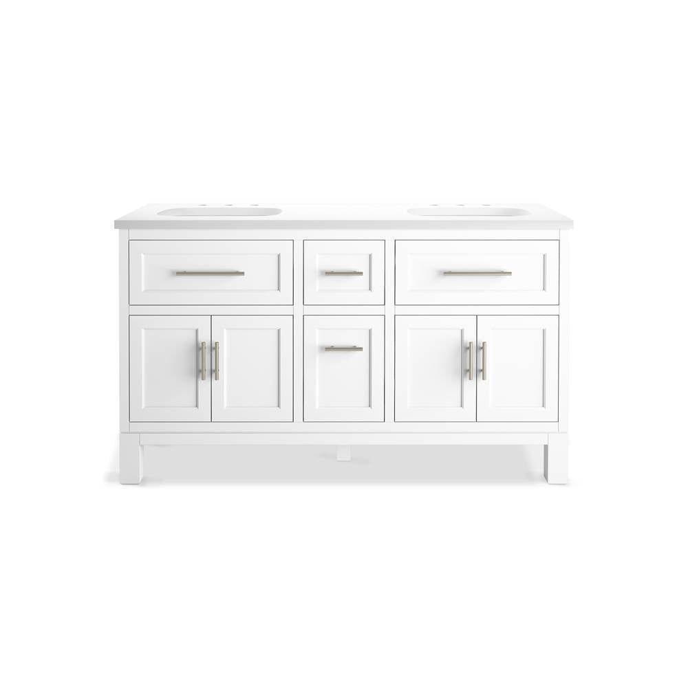 Quo 60'' bathroom vanity cabinet with sinks and quartz top