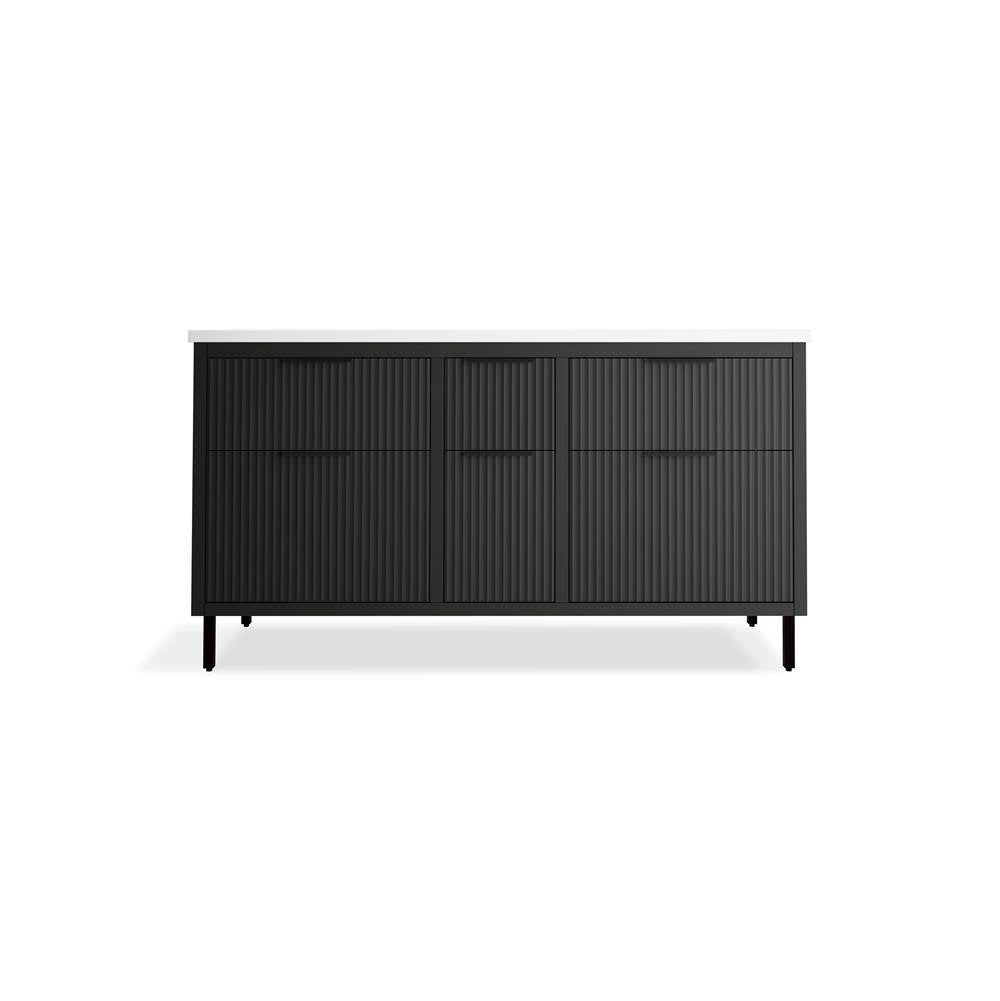 Spacity 60'' wall-hung bathroom vanity cabinet with sinks and quartz top