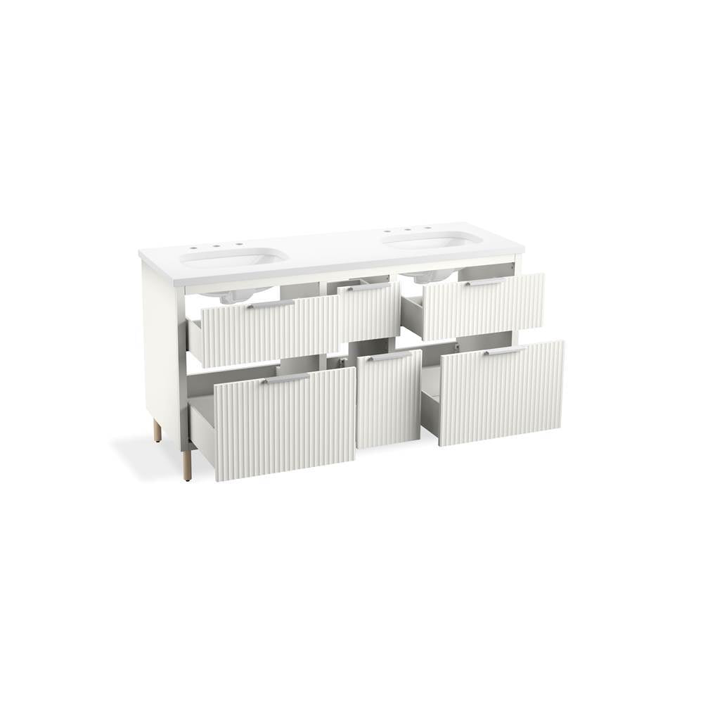 Spacity 60'' wall-hung bathroom vanity cabinet with sinks and quartz top