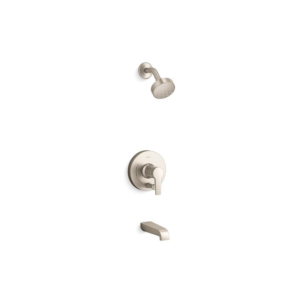 Kohler - Pitch Rite-Temp bath and shower trim kit with push-button diverter, 1.75 gpm - Vibrant Brushed Nickel