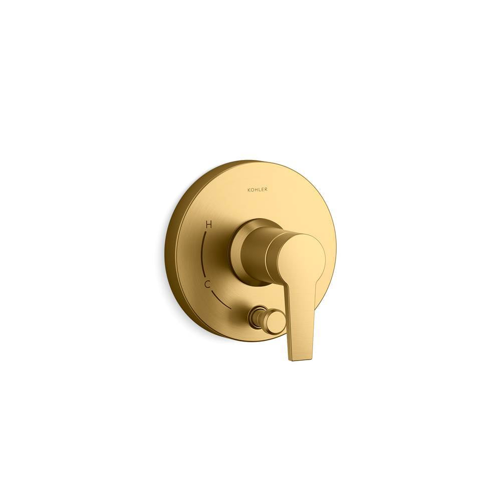 Kohler - Pitch Rite-Temp valve trim with push-button diverter - Vibrant Brushed Moderne Brass
