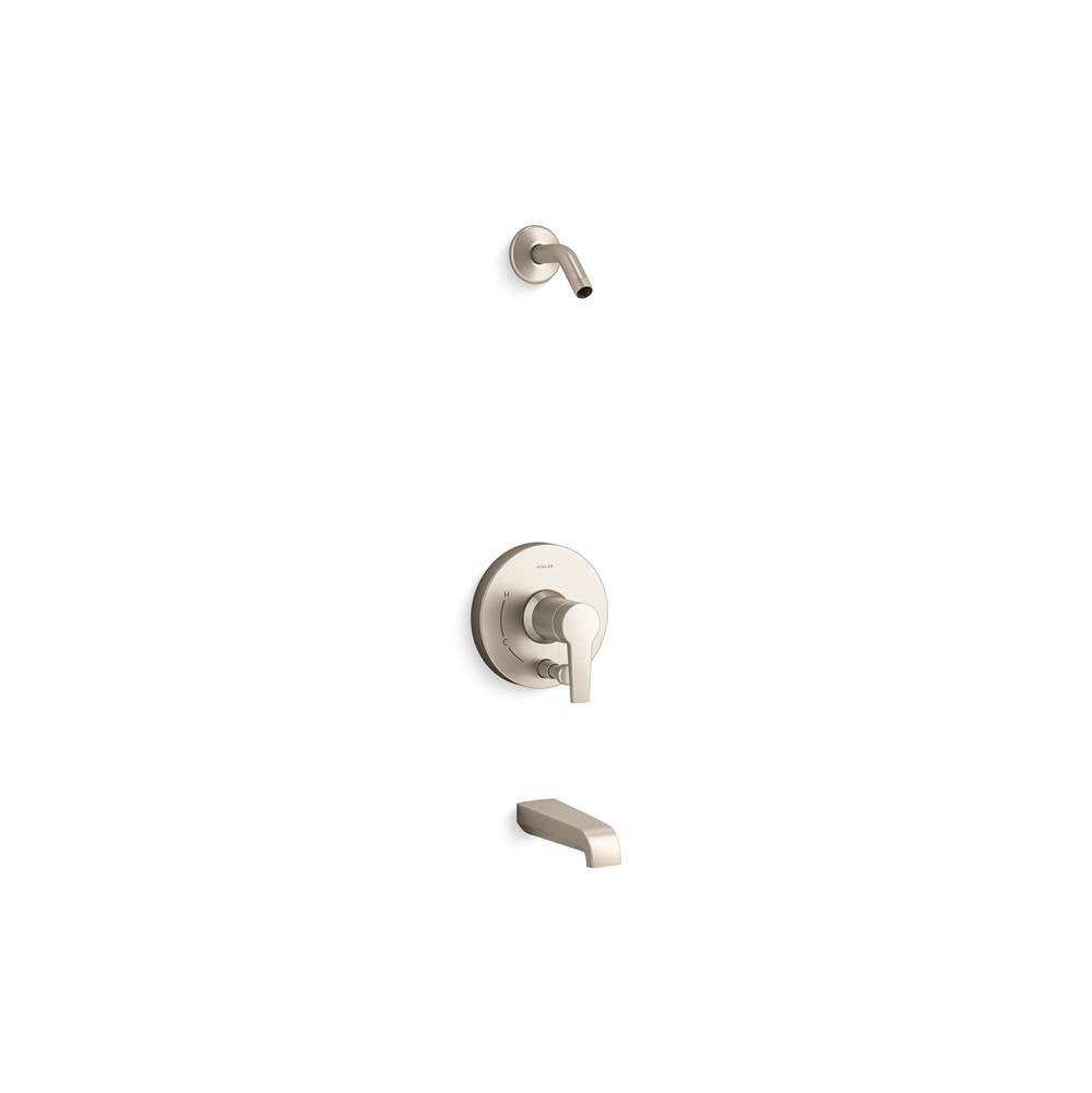 Kohler - Pitch Rite-Temp bath and shower trim kit with push-button diverter, without showerhead - Vibrant Brushed Nickel