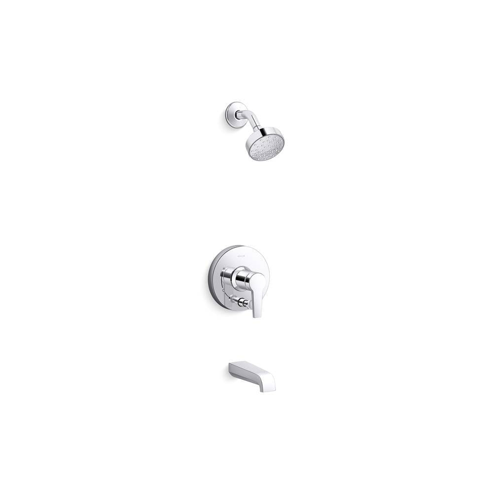 Kohler - Pitch Rite-Temp bath and shower trim kit with push-button diverter and lever handle, 2.5 gpm - Polished Chrome