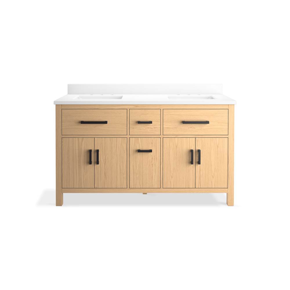 Kresla 60'' bathroom vanity cabinet with sinks and quartz top