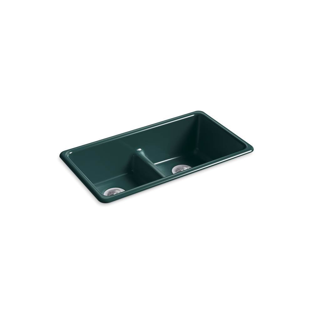 Kohler - Iron/Tones Smart Divide 33'' top-/undermount double-bowl kitchen sink - Teal