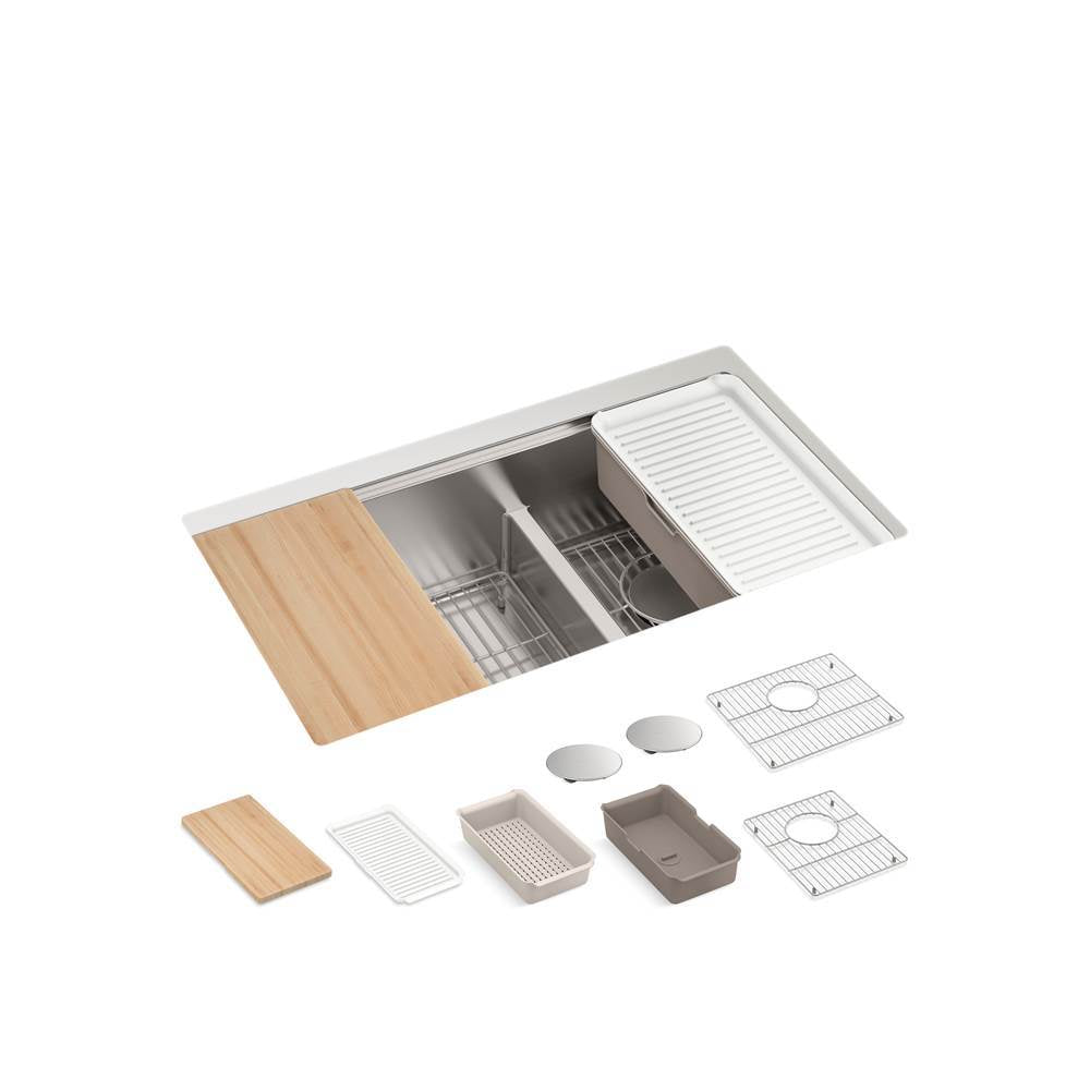 Strive 32'' undermount double-bowl workstation kitchen sink
