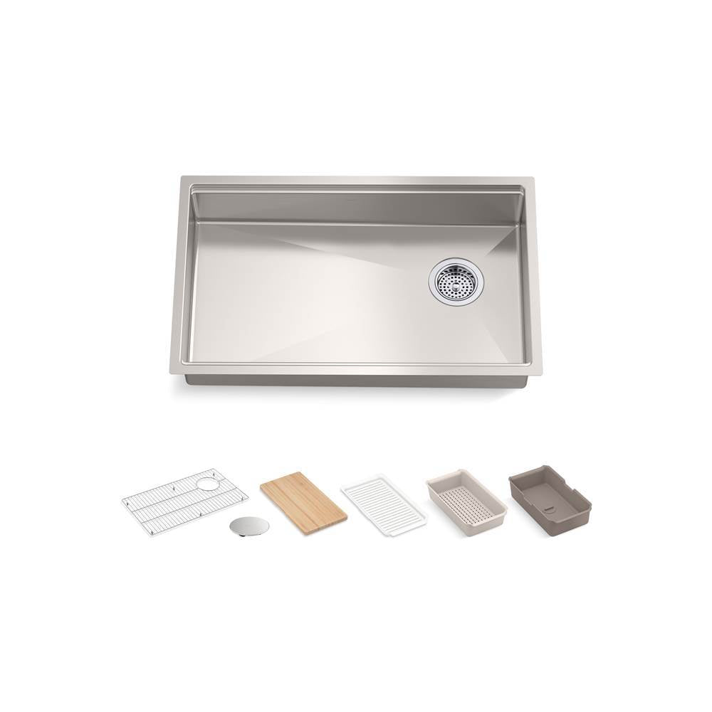 Kohler - Strive 29'' undermount single-bowl workstation kitchen sink - Stainless Steel