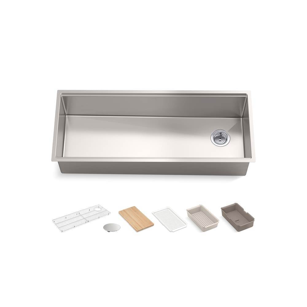 Kohler - Strive 44'' undermount single-bowl workstation kitchen sink - Stainless Steel