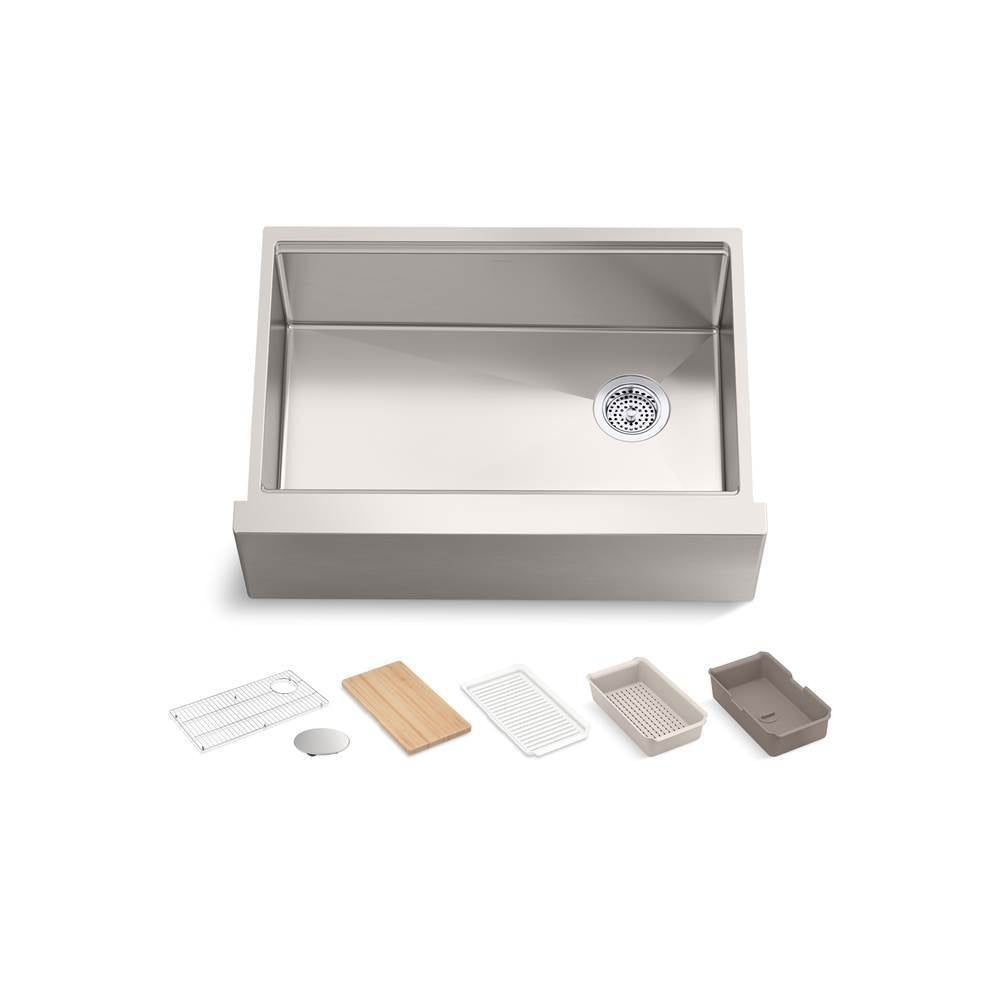 Kohler - Strive 29-1/2'' undermount single-bowl farmhouse workstation kitchen sink - Stainless Steel