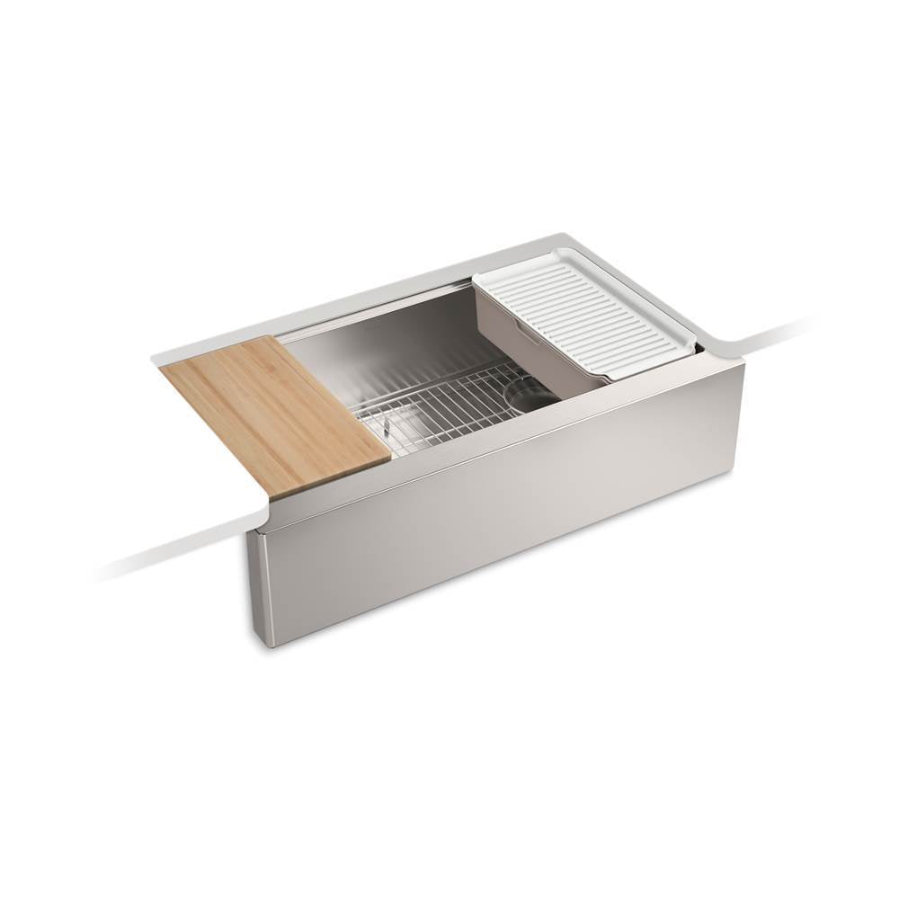 Strive 35-1/2'' undermount single-bowl farmhouse workstation kitchen sink
