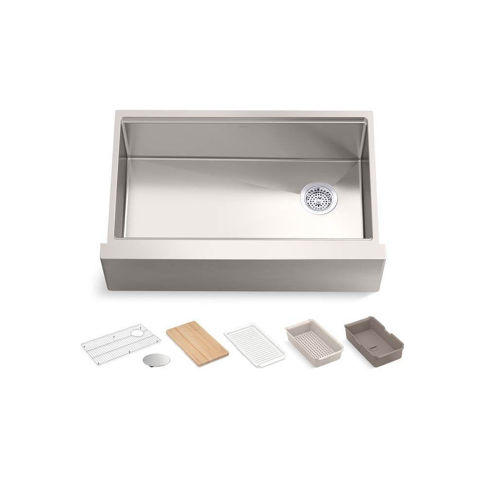 Kohler - Strive 32-1/2'' undermount single-bowl farmhouse workstation kitchen sink - Stainless Steel