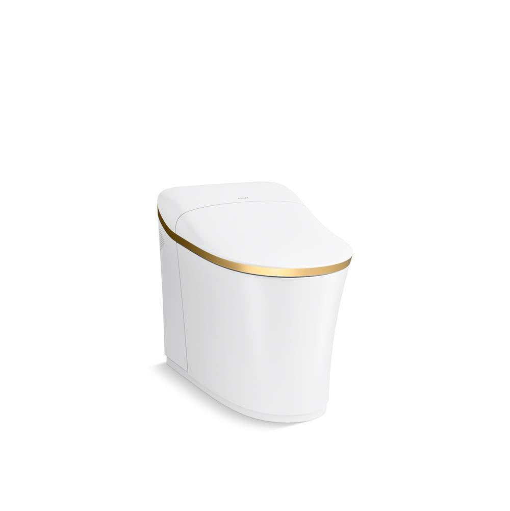 Kohler - Eir One-piece elongated smart toilet, dual-flush - White with Moderne Brushed Brass
