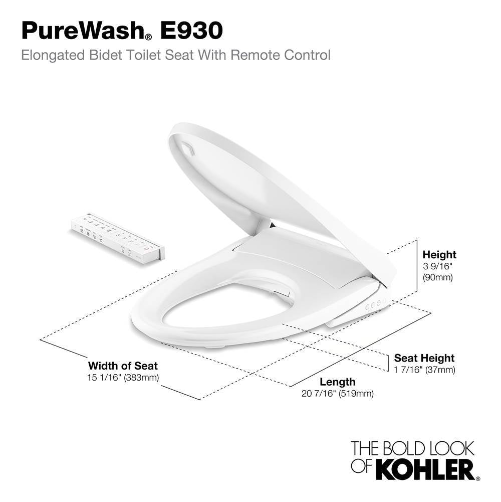 PureWash E930 Elongated bidet toilet seat with remote control