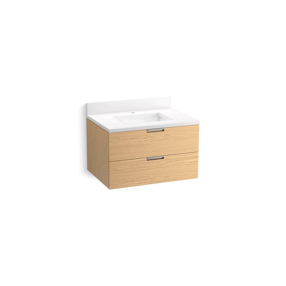 Kohler - MaxstowE 30'' wall-hung bathroom vanity cabinet with sink and quartz top - Light Oak