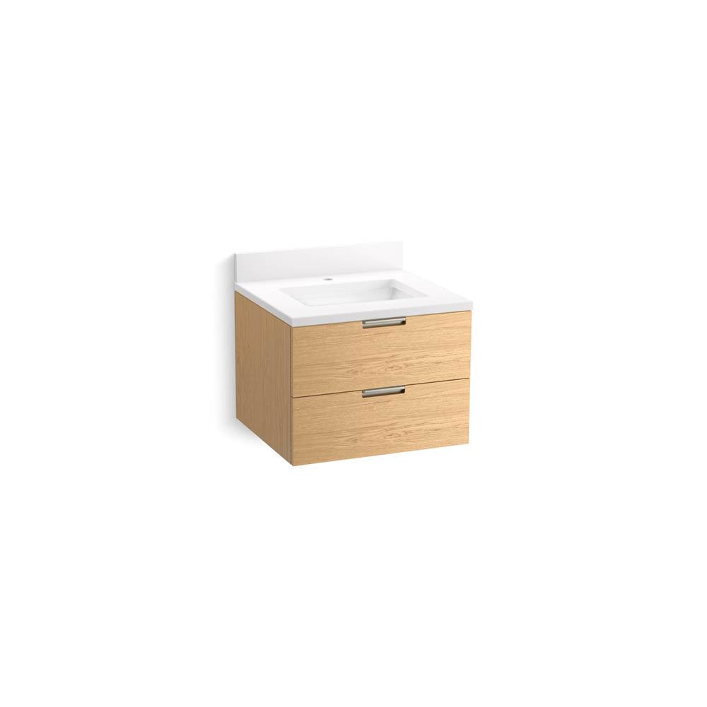 Kohler - MaxstowE 24'' wall-hung bathroom vanity cabinet with sink and quartz top - Light Oak