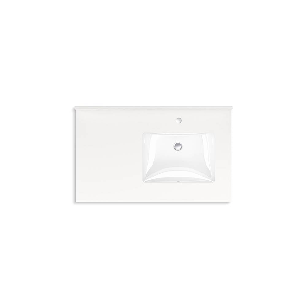 MaxstowE 36'' wall-hung bathroom vanity cabinet with sink and quartz top
