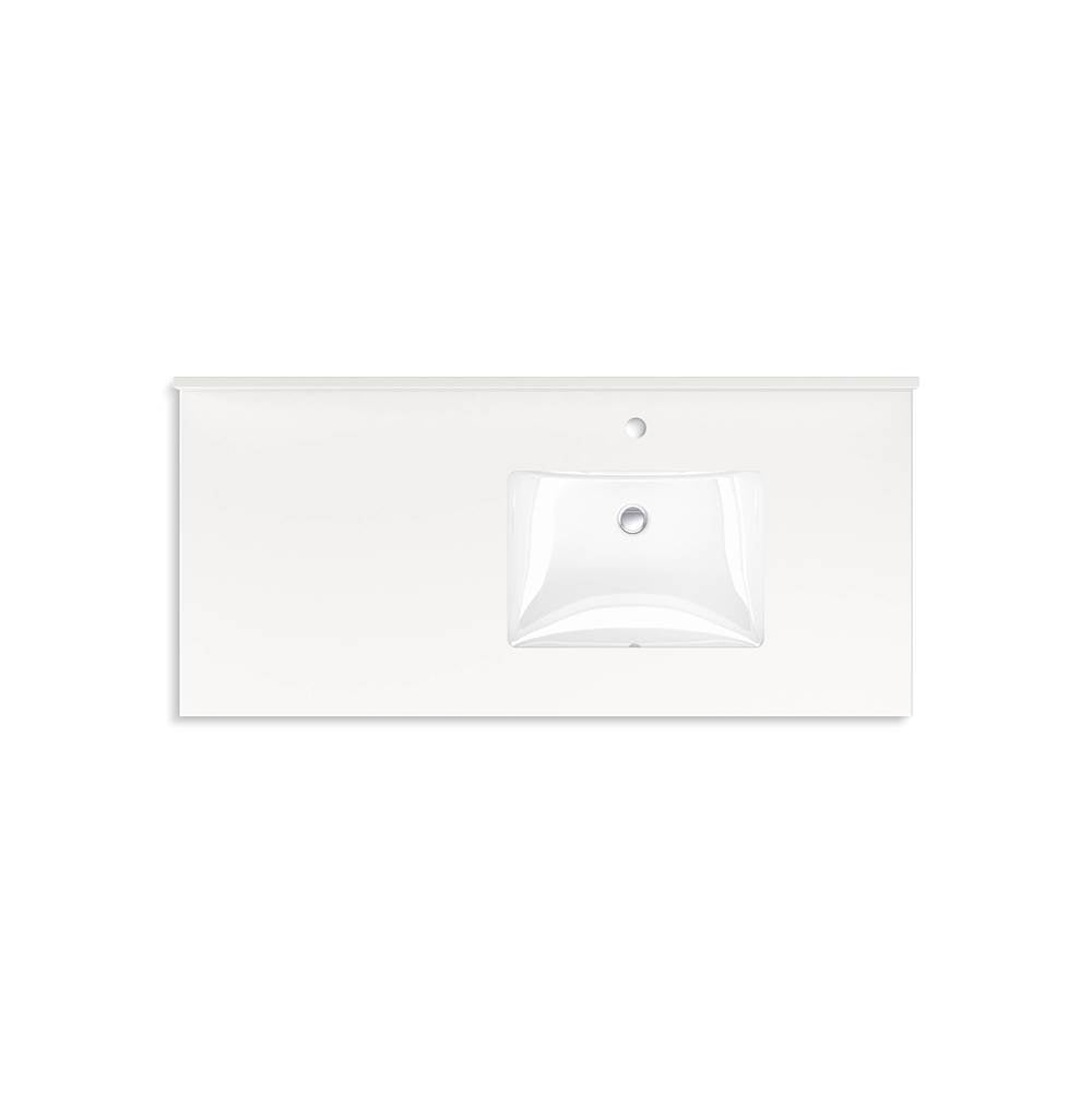 MaxstowE 48'' wall-hung bathroom vanity cabinet with sink and quartz top