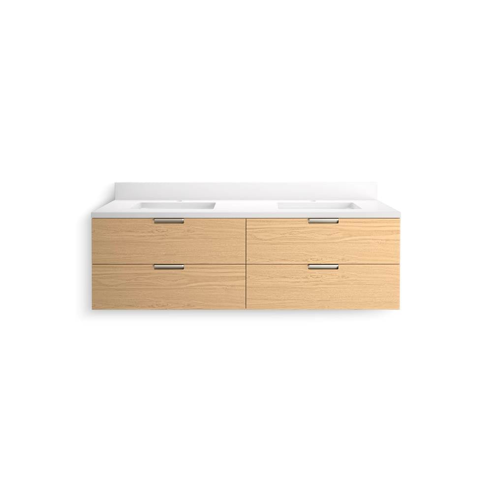 MaxstowE 60'' wall-hung bathroom vanity cabinet with sink and quartz top
