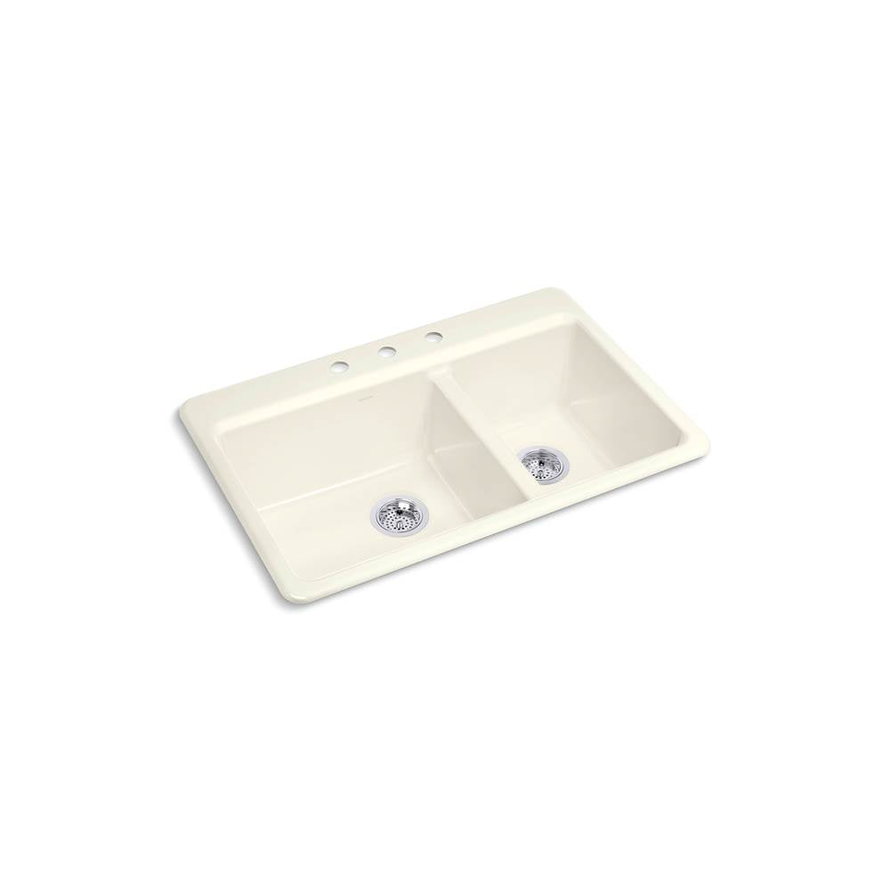 Kohler - Riverby 33'' top-mount double-bowl kitchen sink - Biscuit