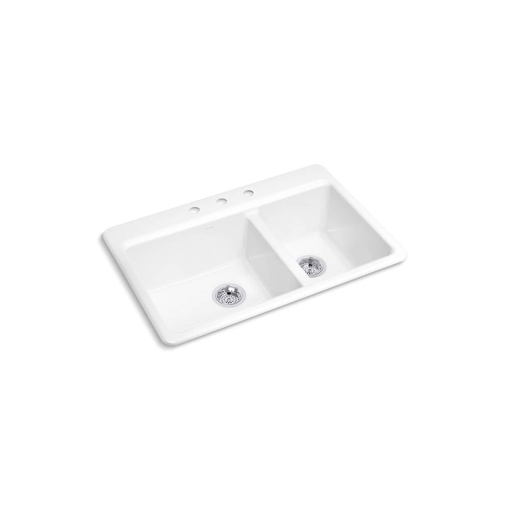 Kohler - Riverby 33'' top-mount double-bowl kitchen sink - White
