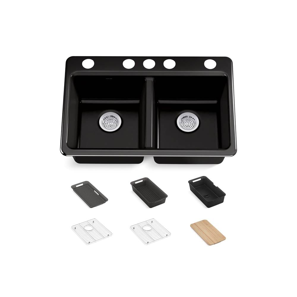 Riverby 33'' undermount double-bowl workstation kitchen sink