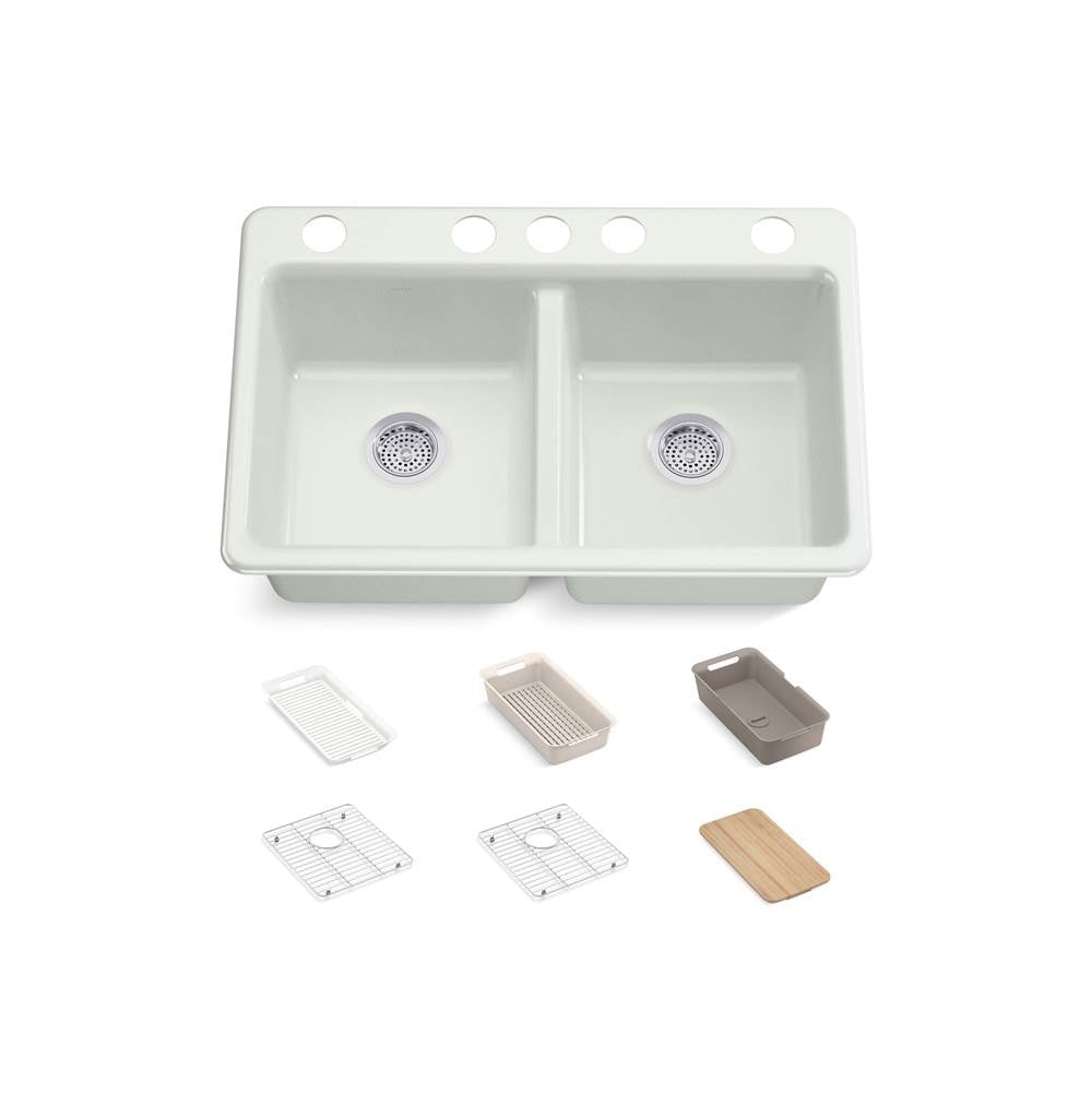 Riverby 33'' undermount double-bowl workstation kitchen sink