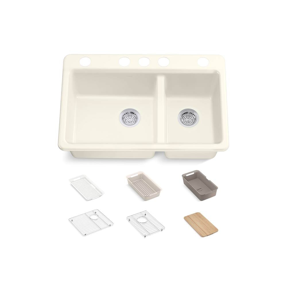 Riverby 33'' undermount double-bowl workstation kitchen sink