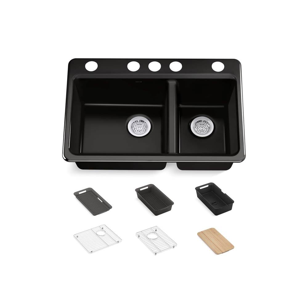 Riverby 33'' undermount double-bowl workstation kitchen sink