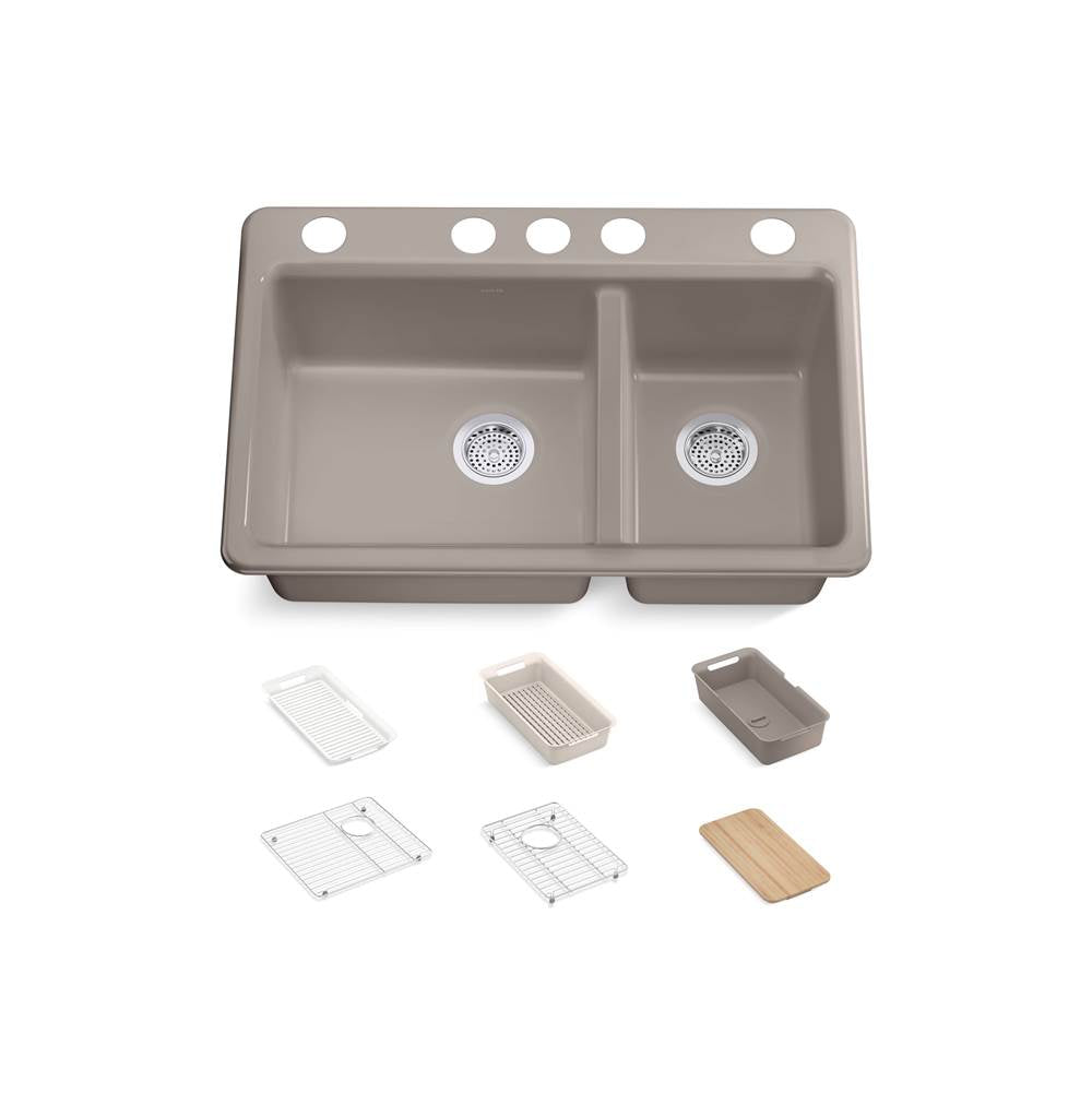 Riverby 33'' undermount double-bowl workstation kitchen sink