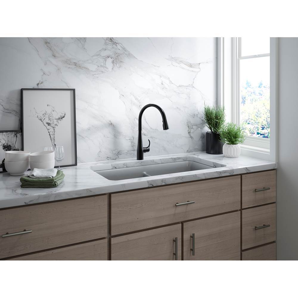 Simplice Touchless pull-down kitchen sink faucet with three-function sprayhead