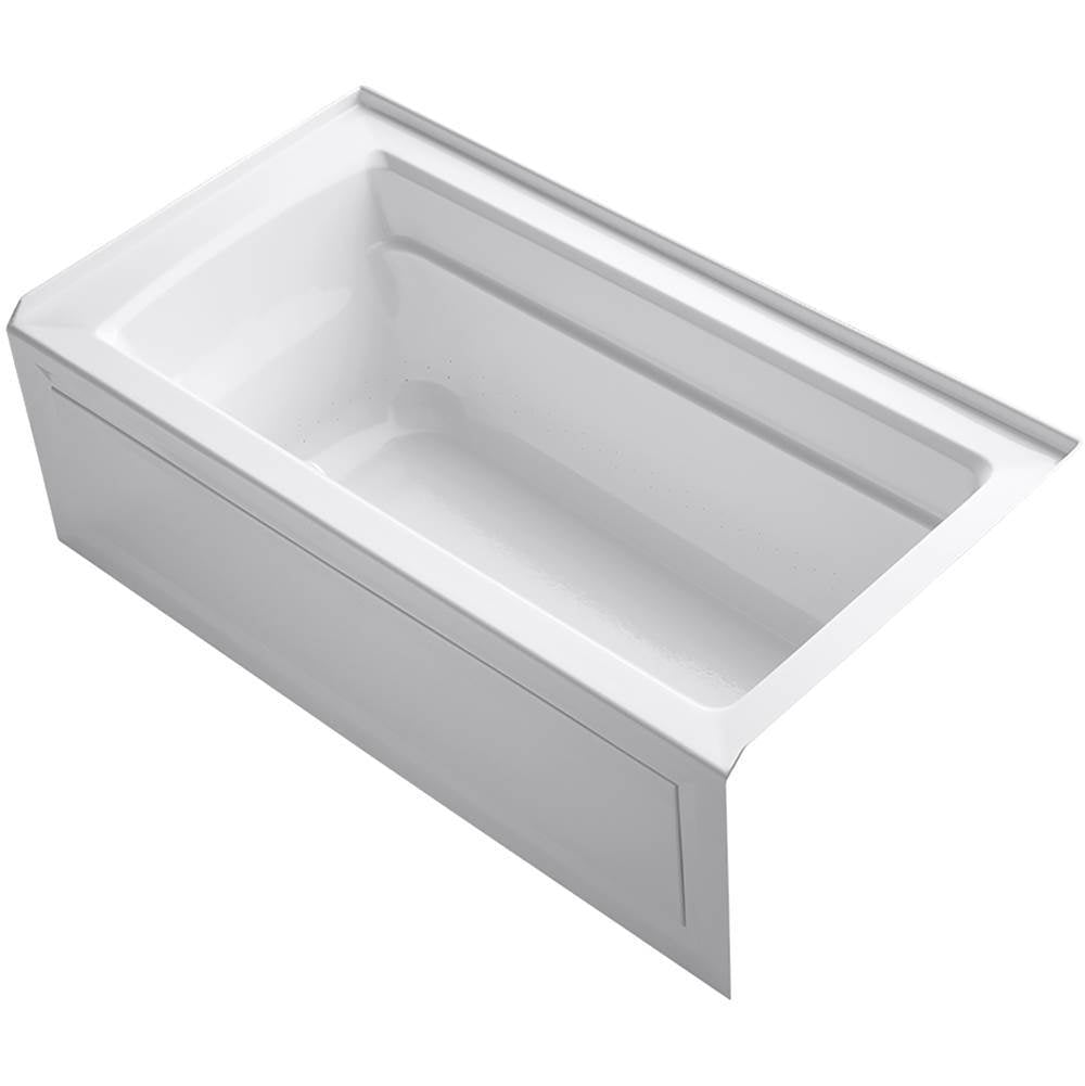Kohler - Archer 60'' x 32'' alcove Heated BubbleMassageE air bath, right drain - White