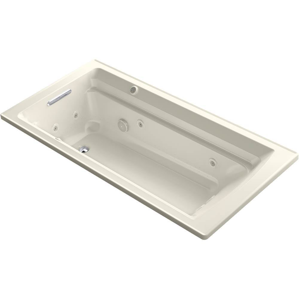 Kohler - Archer 72'' x 36'' drop-in Heated BubbleMassageE air bath and whirlpool - Biscuit