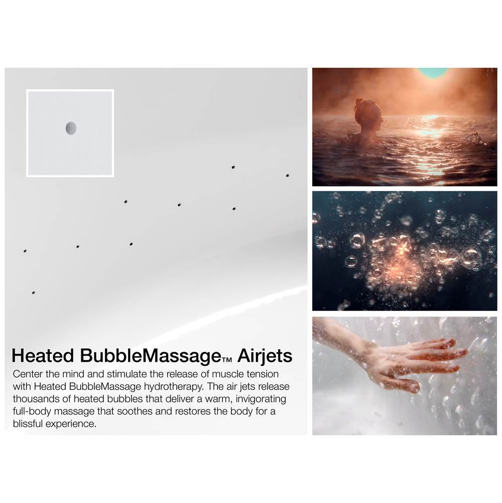 Mariposa 60'' x 36'' alcove Heated BubbleMassageE air bath, left drain