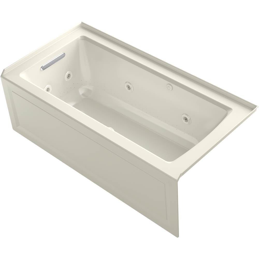Kohler - Archer 60'' x 30'' alcove Heated BubbleMassageE air bath and whirlpool, left drain - Biscuit