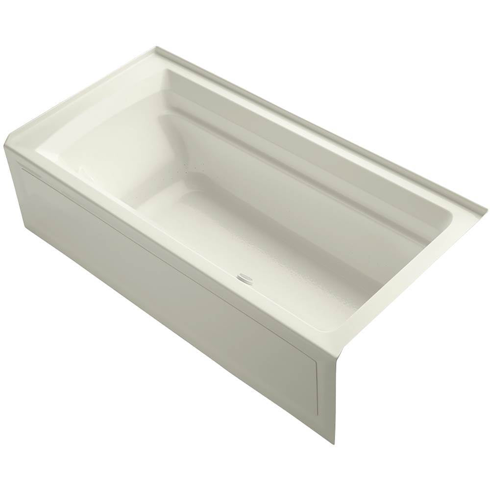 Kohler - Archer 72'' x 36'' alcove Heated BubbleMassageE air bath with Bask heated surface, right drain - Biscuit