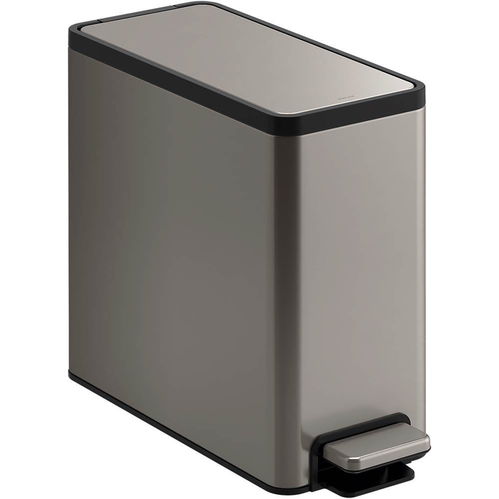 Kohler - 2.5-gallon slim step trash can - Stainless Steel