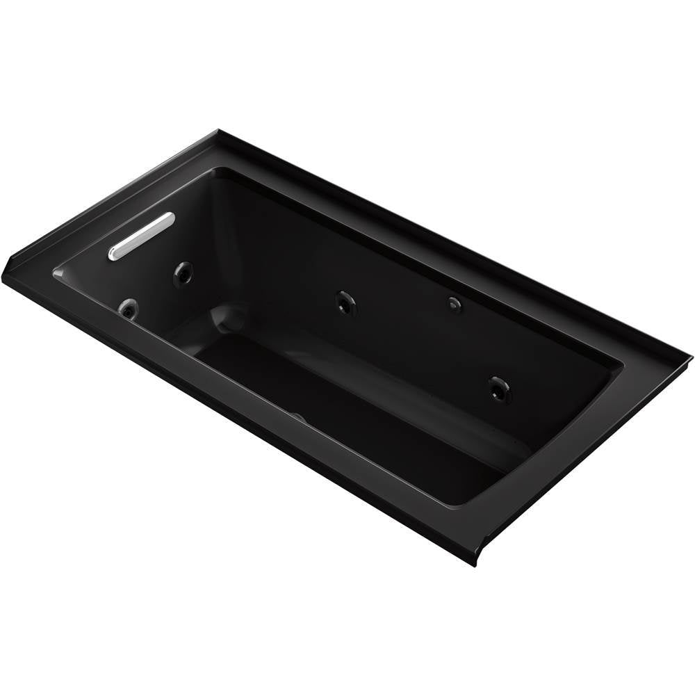 Kohler - Archer 60'' x 30'' alcove Heated BubbleMassageE air bath and whirlpool, left drain - Black